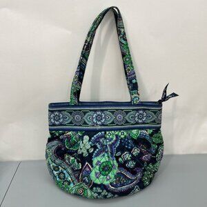 Vera Bradley Morgan Shoulder Bag Purse Blue Rhapsody Zip Top Floral Paisley